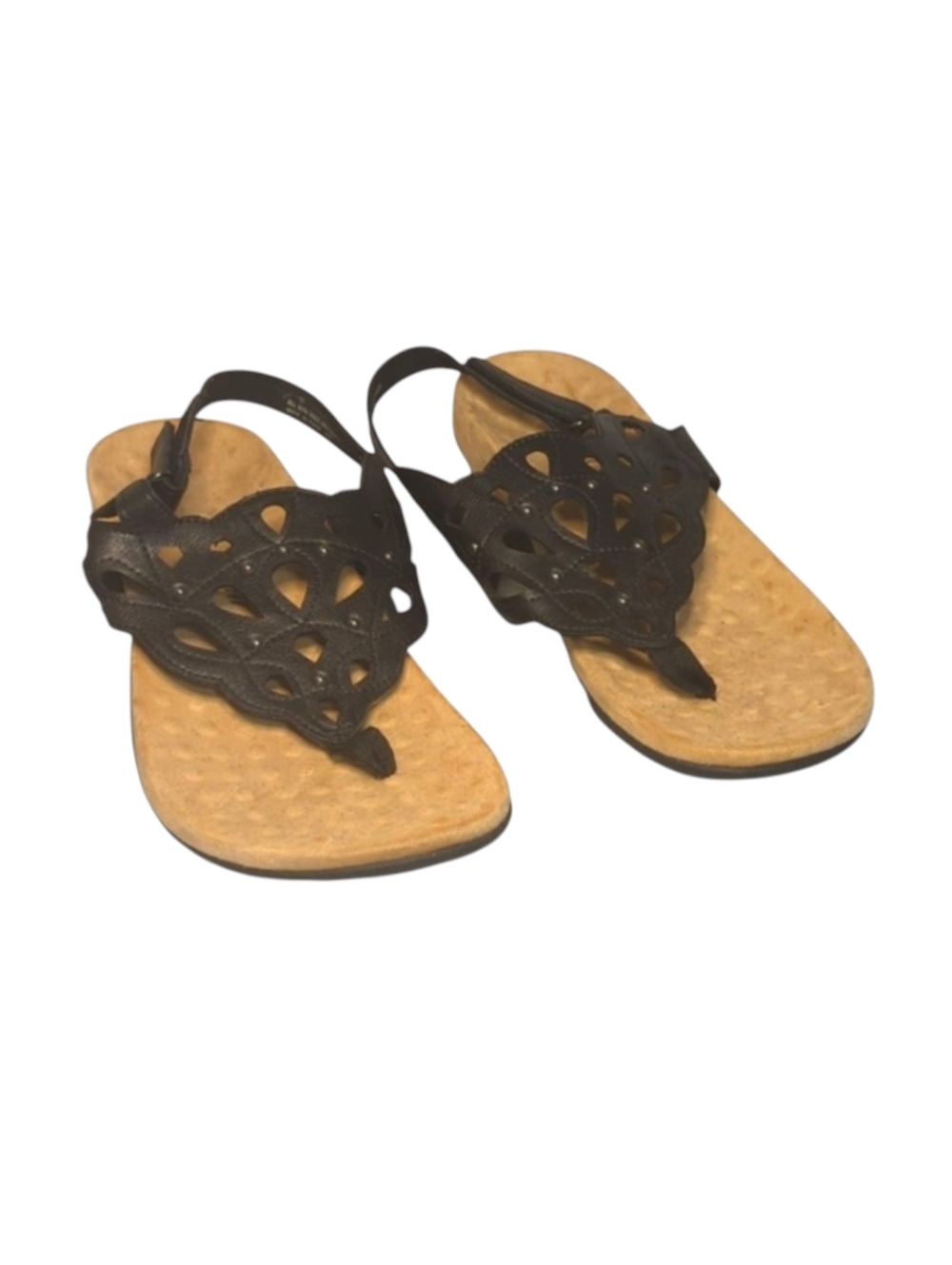 Athlefit Black Cut Out Vamp Thong Orthotic Sandals Arch Support Size 11